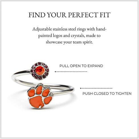 Stone Armory Clemson Gifts and Tigers Accessories for Women - Orange Clemson Paw Ring with Crystals - Hypoallergenic and Adjustable Sizes 5-12 - Clemson Tigers Gifts in Saudi Arabia