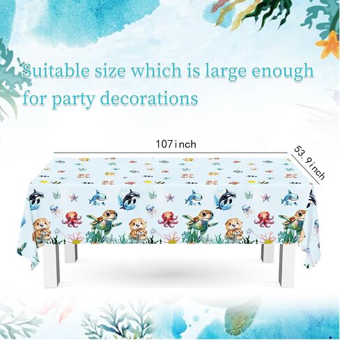 Under the Sea Birthday Party Decorations, Ocean Theme Birthday Party Decorations Include Banner Plates Napkins Tablecloth Forks Cups Balloons for Underwater Sea Life Birthday Baby Shower in Saudi Arabia