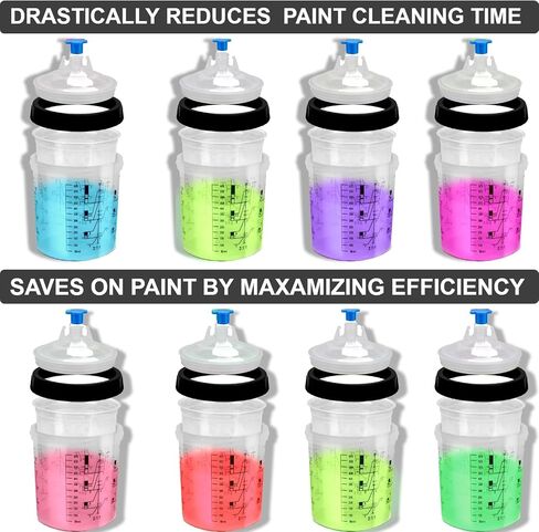 SAVITO Paint Cups 40 Pack For Hvlp Spray Gun And Automotive Paint Works Perfect With Automotive Paint Gun Includes 40 Disposable Cups 1 Hard Cup 10 Sealing Rings Bonus 10 Masks in Saudi Arabia