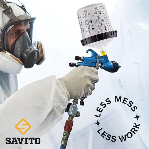 SAVITO Paint Cups 40 Pack For Hvlp Spray Gun And Automotive Paint Works Perfect With Automotive Paint Gun Includes 40 Disposable Cups 1 Hard Cup 10 Sealing Rings Bonus 10 Masks in Saudi Arabia