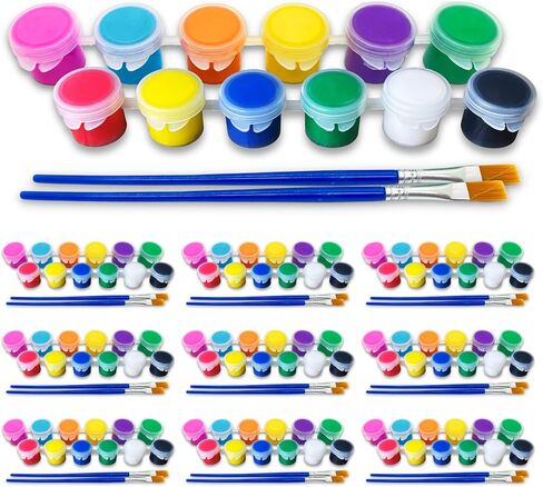 Blue Coast Customs [140 Pcs] Washable Acrylic Paint Set – Includes Brushes & 20 Strips – Tropical & Primary Colors – Perfect for Classrooms & Camps in Saudi Arabia