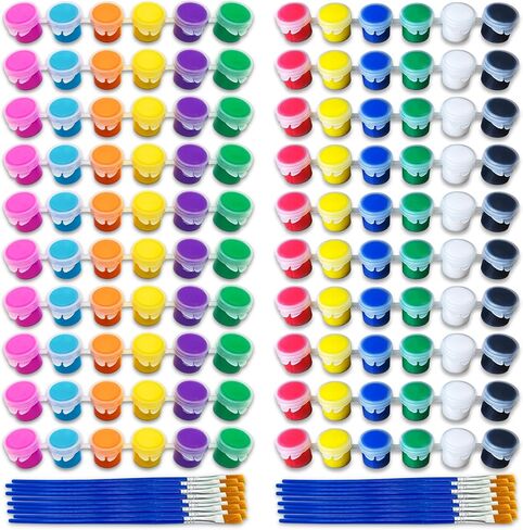 Blue Coast Customs [140 Pcs] Washable Acrylic Paint Set – Includes Brushes & 20 Strips – Tropical & Primary Colors – Perfect for Classrooms & Camps in Saudi Arabia