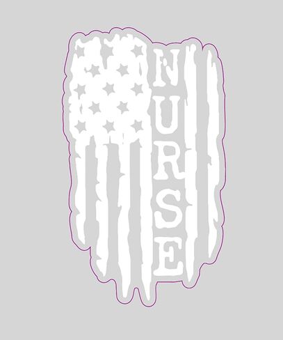 WickedGoodz White Nurse Decal - Distressed Flag Bumper Sticker, for Tumblers, Laptops, Car Windows - On Clear Vinyl in Saudi Arabia