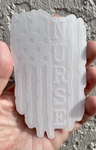 WickedGoodz White Nurse Decal - Distressed Flag Bumper Sticker, for Tumblers, Laptops, Car Windows - On Clear Vinyl in Saudi Arabia