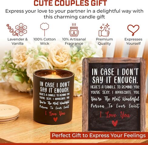 Vanilla & Lavender Scented Soy Candle - 10oz - Wooden Base & Gift Box Included - Ideal Gift for Anniversary - Birthday Gifts for Her or Him in Saudi Arabia
