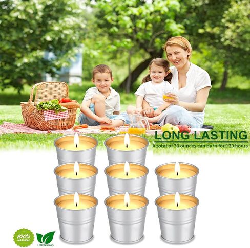 Facio Candles Outdoor Indoor 8 Pack Scented Candles Set Bulk Made with Soy Wax Bucket and Essential Oils for Garden Patio Yard Home Balcony, 8 Pack Citronella Candles in Saudi Arabia