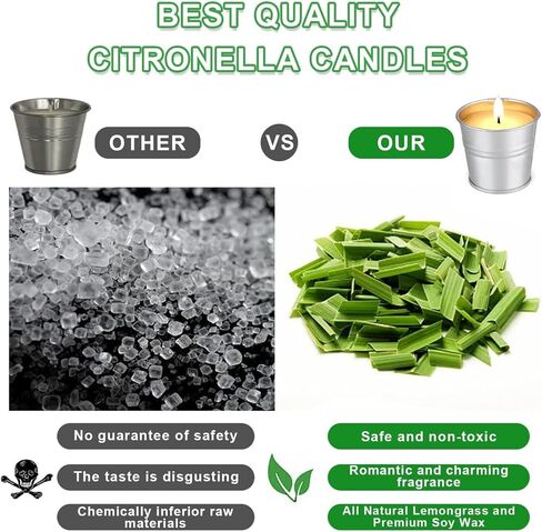 Facio Candles Outdoor Indoor 8 Pack Scented Candles Set Bulk Made with Soy Wax Bucket and Essential Oils for Garden Patio Yard Home Balcony, 8 Pack Citronella Candles in Saudi Arabia