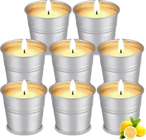 Facio Candles Outdoor Indoor 8 Pack Scented Candles Set Bulk Made with Soy Wax Bucket and Essential Oils for Garden Patio Yard Home Balcony, 8 Pack Citronella Candles in Saudi Arabia