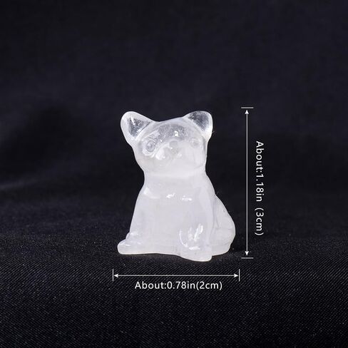 Runyangshi Natural Crystal Kiwi Jasper Carvings 1.18" Crystal Puppy Dog Figurine Hand-Carved Healing Crystal Statues Puppy Bulldog Decorations Reiki Home Decor in Saudi Arabia