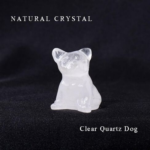 Runyangshi Natural Crystal Kiwi Jasper Carvings 1.18" Crystal Puppy Dog Figurine Hand-Carved Healing Crystal Statues Puppy Bulldog Decorations Reiki Home Decor in Saudi Arabia