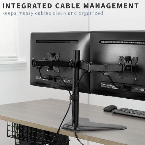 VIVO Dual 13 to 30 inch LCD Monitor Desk Stand with Base, Fully Adjustable Freestanding Mount with Tilt and Swivel | Holds 2 Screens with Max VESA 100x100, STAND-V200F in Saudi Arabia