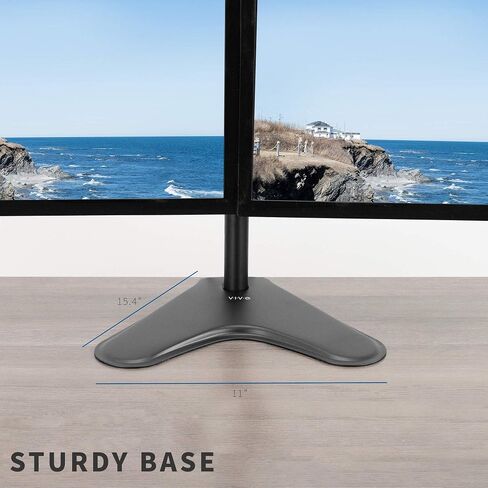 VIVO Dual 13 to 30 inch LCD Monitor Desk Stand with Base, Fully Adjustable Freestanding Mount with Tilt and Swivel | Holds 2 Screens with Max VESA 100x100, STAND-V200F in Saudi Arabia