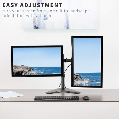 VIVO Dual 13 to 30 inch LCD Monitor Desk Stand with Base, Fully Adjustable Freestanding Mount with Tilt and Swivel | Holds 2 Screens with Max VESA 100x100, STAND-V200F in Saudi Arabia