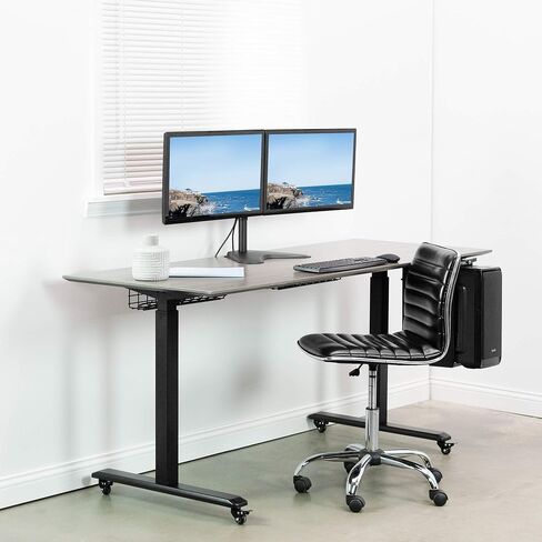 VIVO Dual 13 to 30 inch LCD Monitor Desk Stand with Base, Fully Adjustable Freestanding Mount with Tilt and Swivel | Holds 2 Screens with Max VESA 100x100, STAND-V200F in Saudi Arabia