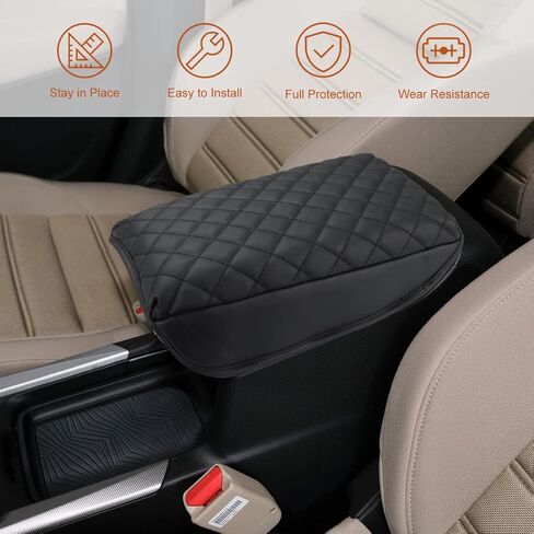 INTGET Car Console Cover for 2020 2021 2022 Honda CRV Accessories 2017 2018 2019 Leather Armrest Cover Arm Rest Box Lid Seat Protector for 2021 Honda CR-V Center Console Cover (Black Cushion) in Kuwait
