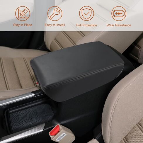 غطاء وحدة التحكم في السيارة INTGET لعام 2020 2021 2022 ملحقات Honda CRV 2017 2018 2019 غطاء مسند ذراع جلدي غطاء صندوق مسند الذراع واقي مقعد لغطاء وحدة التحكم المركزية Honda CR-V لعام 2021 (وسادة سوداء) in Saudi Arabia