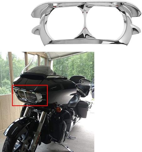 HDBUBALUS Motorcycle Headlamp Headlight Trim Cover Bezel Fit for Harley Road Glide 2015-2023 Chrome in Saudi Arabia