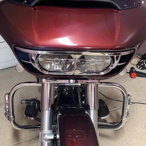 HDBUBALUS Motorcycle Headlamp Headlight Trim Cover Bezel Fit for Harley Road Glide 2015-2023 Chrome in Saudi Arabia