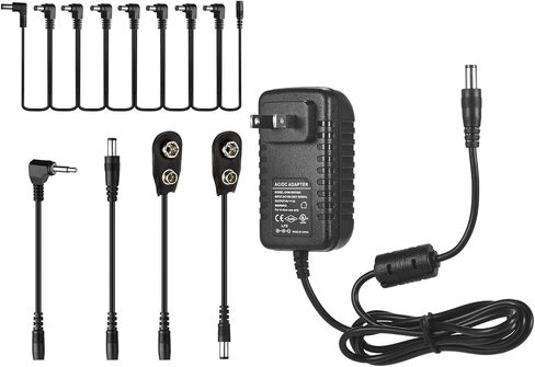 Guitar Effect Pedal Power Supply,CP-07B Guitar Effects Power Supply Adapter DC 9V 1A with 8-Way Daisy Chain Cable Reversed Polarity Cables Battery Clip Cables in Saudi Arabia