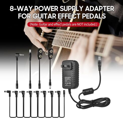 Guitar Effect Pedal Power Supply,CP-07B Guitar Effects Power Supply Adapter DC 9V 1A with 8-Way Daisy Chain Cable Reversed Polarity Cables Battery Clip Cables in Saudi Arabia