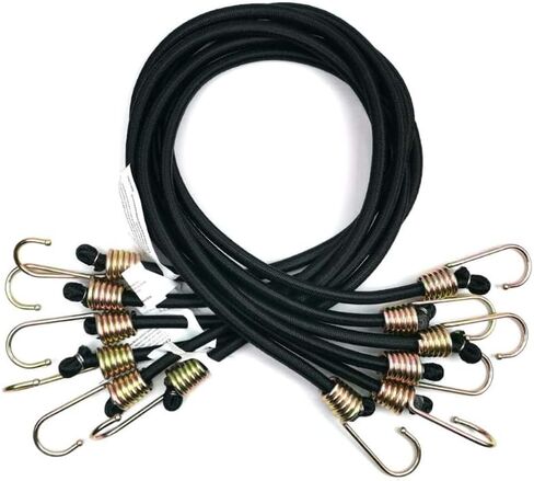 12" Bungee Cords with Hooks,6 Pcs Elastic Cord Double Layer Webbing Superior Material Multi-Purpose Bungee Cords Heavy Duty Outdoor for Tent,Luggage Rack,Various Cargoes, Weatherproof & UV in Saudi Arabia