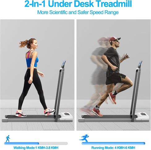Under Desk Treadmill 2 in 1 Walking Pad Desk Treadmill, Powerful and Quiet Walking Jogging, Bluetooth Audio Treadmill with LED Display, Running Treadmill Work with Remote Control & App, Small Audio in Saudi Arabia