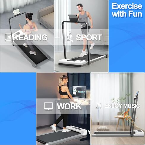 Under Desk Treadmill 2 in 1 Walking Pad Desk Treadmill, Powerful and Quiet Walking Jogging, Bluetooth Audio Treadmill with LED Display, Running Treadmill Work with Remote Control & App, Small Audio in Saudi Arabia