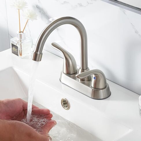 شاكو 4 بوصة صنبور الحمام المركزي، نحى صنبور الحمام الغرور النيكل مع الجمعية استنزاف وخرطوم العرض، خلاط 2 مقبض الحنفية سطح الخيالة مرحاض RV العربة الحمام بالوعة صنبور in Kuwait