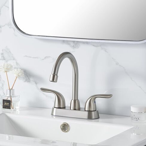 شاكو 4 بوصة صنبور الحمام المركزي، نحى صنبور الحمام الغرور النيكل مع الجمعية استنزاف وخرطوم العرض، خلاط 2 مقبض الحنفية سطح الخيالة مرحاض RV العربة الحمام بالوعة صنبور in Kuwait