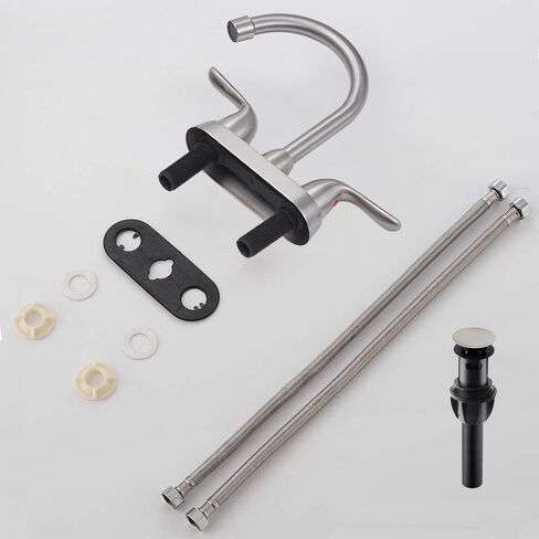 شاكو 4 بوصة صنبور الحمام المركزي، نحى صنبور الحمام الغرور النيكل مع الجمعية استنزاف وخرطوم العرض، خلاط 2 مقبض الحنفية سطح الخيالة مرحاض RV العربة الحمام بالوعة صنبور in Kuwait