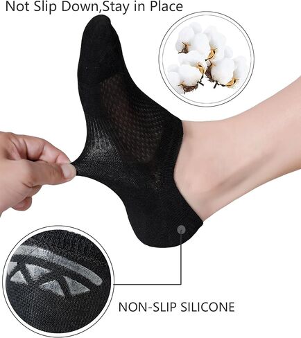 جوارب YZKKE No Show للسيدات من القطن غير قابلة للانزلاق للكاحل - جوارب مبطنة مسطحة غير مرئية للارتداء غير الرسمي والرسمي - ناعمة وقابلة للتمدد 8 أزواج in Kuwait
