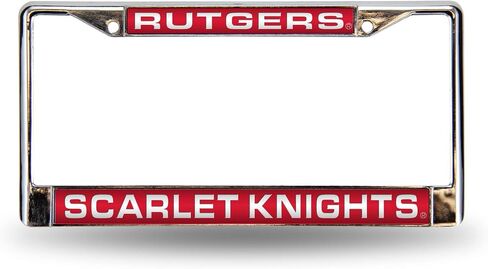Rico Industries NCAA Rico Industries Rutgers Scarlet Knights Standard Chrome Laser License Frame 12" x 6" Laser Cut Chrome Frame - Car/Truck/SUV Automobile Accessory in Saudi Arabia