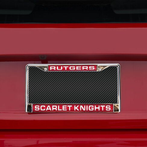 Rico Industries NCAA Rico Industries Rutgers Scarlet Knights Standard Chrome Laser License Frame 12" x 6" Laser Cut Chrome Frame - Car/Truck/SUV Automobile Accessory in Saudi Arabia