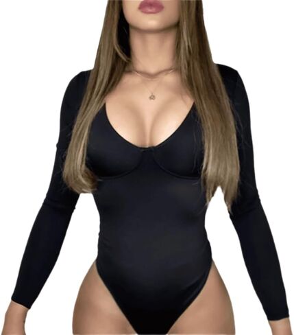 Long Sleeve Body Shaper Bodysuit, Shapewear Tummy Control for Women, Soft Comfortable Support Bra-Like in Saudi Arabia