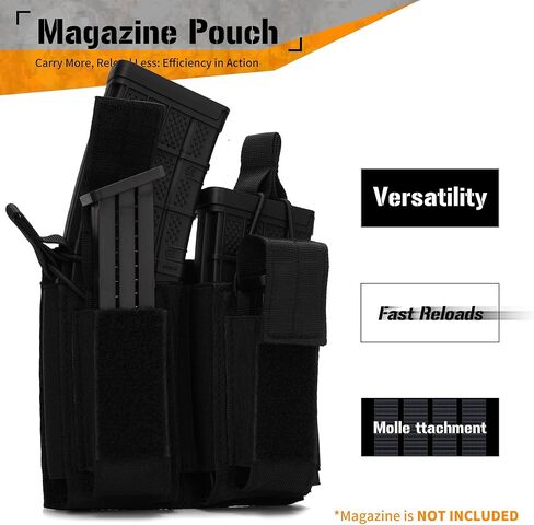 حقيبة تفريغ مولي 3 في 1 للحزام مع حقيبة ماج تكتيكية، وحقيبة خصر للمجلات، كبيرة باللون الأسود in Kuwait