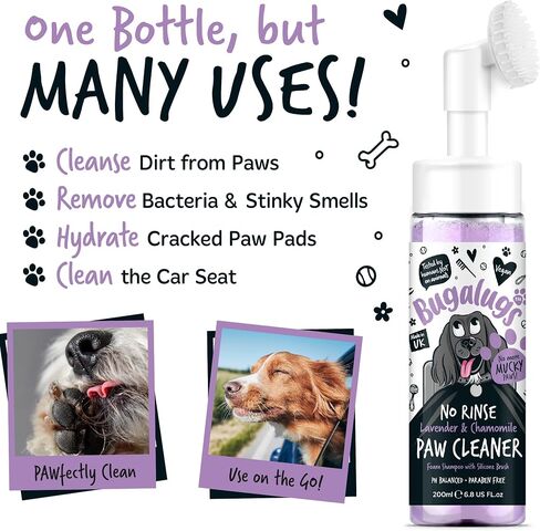 Dog Paw Cleaner No Rinse Foam Cat & Dog shampoo with Silicone Brush Head, waterless grooming products. Travel friendly paw cleaner for dogs defeat muddy paws on The go (Baby Fresh) in Saudi Arabia