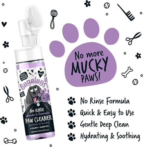 Dog Paw Cleaner No Rinse Foam Cat & Dog shampoo with Silicone Brush Head, waterless grooming products. Travel friendly paw cleaner for dogs defeat muddy paws on The go (Baby Fresh) in Saudi Arabia