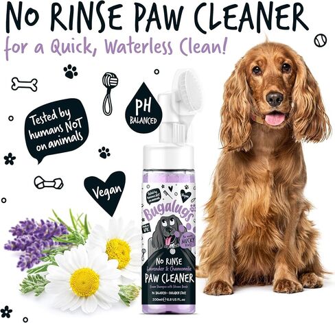 Dog Paw Cleaner No Rinse Foam Cat & Dog shampoo with Silicone Brush Head, waterless grooming products. Travel friendly paw cleaner for dogs defeat muddy paws on The go (Baby Fresh) in Saudi Arabia