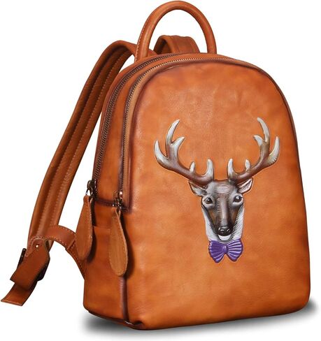 حقيبة ظهر للنساء من الجلد الطبيعي حقيبة كتب عصرية مصنوعة يدويًا (قهوة) in Kuwait