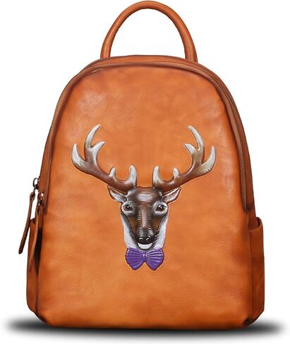 حقيبة ظهر للنساء من الجلد الطبيعي حقيبة كتب عصرية مصنوعة يدويًا (قهوة) in Kuwait