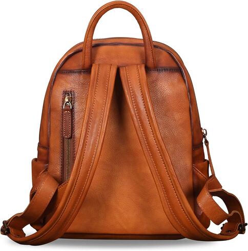 حقيبة ظهر للنساء من الجلد الطبيعي حقيبة كتب عصرية مصنوعة يدويًا (قهوة) in Kuwait