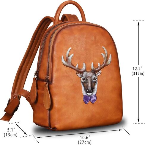 حقيبة ظهر للنساء من الجلد الطبيعي حقيبة كتب عصرية مصنوعة يدويًا (قهوة) in Kuwait