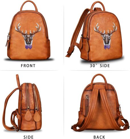 حقيبة ظهر للنساء من الجلد الطبيعي حقيبة كتب عصرية مصنوعة يدويًا (قهوة) in Kuwait