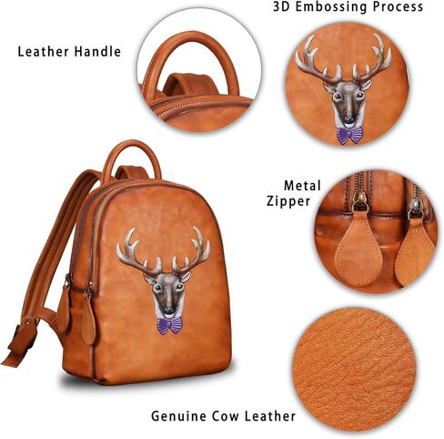 حقيبة ظهر للنساء من الجلد الطبيعي حقيبة كتب عصرية مصنوعة يدويًا (قهوة) in Kuwait