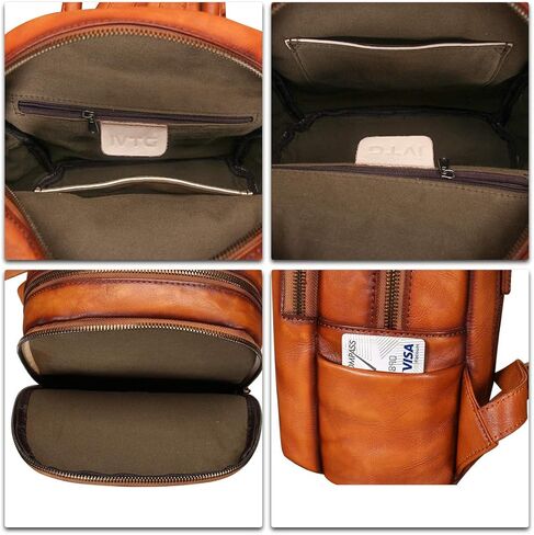 حقيبة ظهر للنساء من الجلد الطبيعي حقيبة كتب عصرية مصنوعة يدويًا (قهوة) in Kuwait