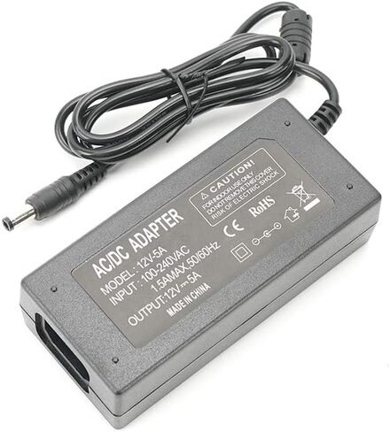 Power Supply 12V 5A,AC100-240V to DC12V 60W Converter Adapter Driver Transformer, 5.5mm x 2.1mm Jack for Led Strips,LCD Monitors,CCTV Camera in Saudi Arabia