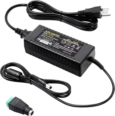 24V 5A 120W Power Supply 100V-240V AC to DC Adapter 24V 5amp Converter Transformer 5.5x2.5mm Plug for LED Strip Light CCTV Camera LCD Monitor Security System in Kuwait