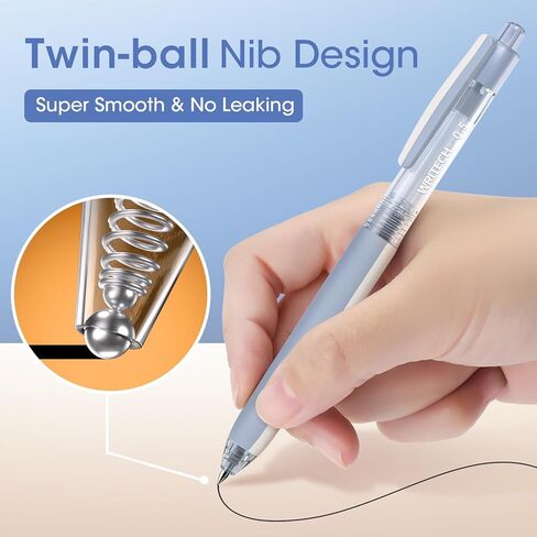 أقلام حبر هلامية قابلة للسحب من WRITECH: حبر أسود 8 قيراط 0.5 مم قلم نقر ذو طرف رفيع للغاية لكتابة يومية سلسة ورسم ملاحظة تدوين الرسم بدون نزيف أو تلطيخ أو تلطخ بألوان مزدوجة بمقبض ثنائي in Kuwait