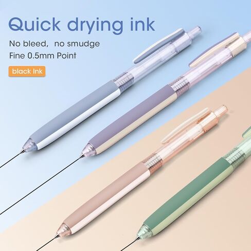 أقلام حبر هلامية قابلة للسحب من WRITECH: حبر أسود 8 قيراط 0.5 مم قلم نقر ذو طرف رفيع للغاية لكتابة يومية سلسة ورسم ملاحظة تدوين الرسم بدون نزيف أو تلطيخ أو تلطخ بألوان مزدوجة بمقبض ثنائي in Kuwait