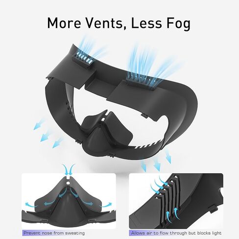 Kuject Desgin توسيع واجهة الوجه لـ Quest 3، وسادة غطاء للوجه تدور الهواء مع وسادة أنف تحجب الضوء وغطاء عدسة، وسادة إسفنجية من البولي يوريثان مقاومة للعرق، ملحقات الواقع الافتراضي لـ Quest 3 in Kuwait